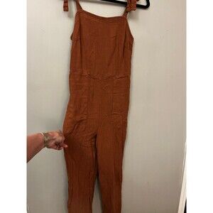 Universal Thread Brown Romper Jumpsuit Overalls sz XS Ties Pockets